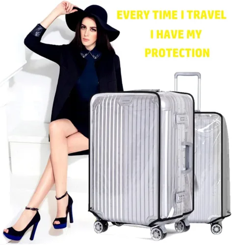 Miniatura 5 de Funda protectora de PVC transparente para maleta, cubierta de equipaje transparente, impermeable, con ruedas, cubierta antipolvo, funda protectora