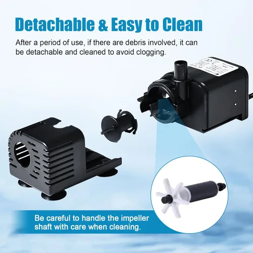 Miniatura 4 de ECO-WORTHY Bomba de fuente de agua solar de 449 GPH con protección mejorada de funcionamiento en seco, bomba sumergible sin escobillas, 12V-24V CC