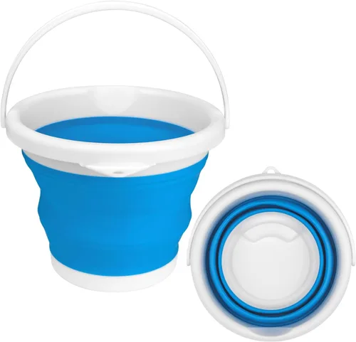 Cubo de mopa plegable y cubo para hielo - 5L (1.3 galones) Cubo de polvo de silicona para limpieza del hogar, suministros de limpieza portátiles
