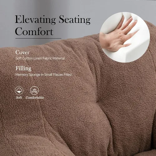 Miniatura 4 de Puf de tela de peluche ultra suave con relleno, sofá perezoso para adultos, niños, adolescentes, moderno y cómodo sofá de ocio para dormitorio, sala