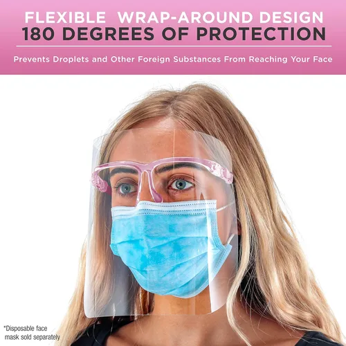 Miniatura 3 de TCP Global Salon World - Protectores faciales completos con marcos de gafas (paquete de 10), ultra transparentes para proteger los ojos, la nariz