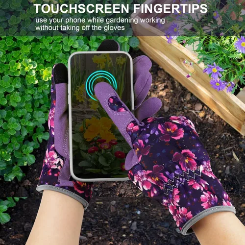 Miniatura 6 de Guantes de Jardinería de Cuero MERTURN para Mujeres, Guantes de Jardín a Prueba de Espinas, Guantes de Trabajo Compatibles con Pantalla Táctil