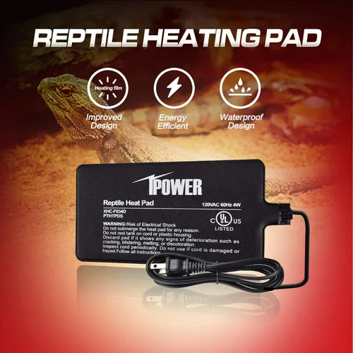 Miniatura 2 de iPower Almohadilla de calor para reptiles de 4 W, calentador de terrario para tortugas, lagartos, ranas y otros animales pequeños, 4 x 7 pulgadas