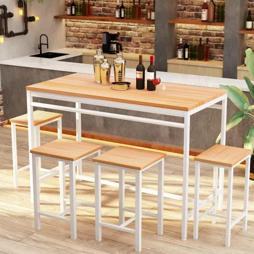 Miniatura 3 de DKLGG Juego de mesa de comedor para 4 mesas de cocina y sillas para 4, mesa de cocina pequeña con 4 taburetes, juego de mesa de comedor de madera