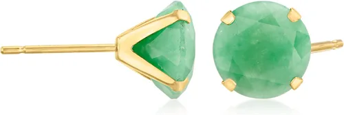 Miniatura 3 de Ross-Simons Aretes de tuerca Martini de jade de 0.315in en oro amarillo de 14 quilates, Gema, jade