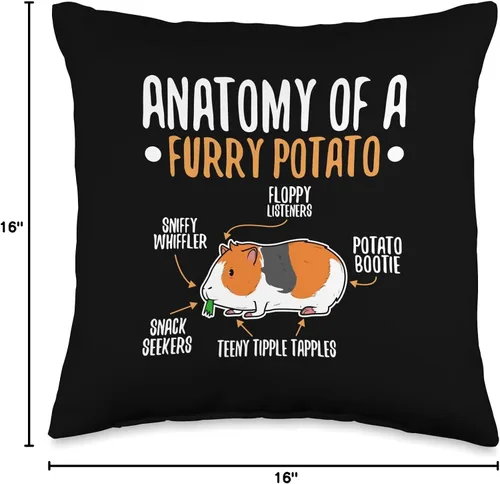 Miniatura 4 de Funny guinea pig furry potato real anatomy Anatomy of A Furry Potato - Almohada de patata, 16 x 16 pulgadas, multicolor