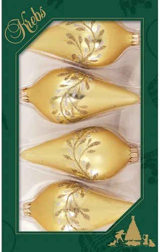 Miniatura 20 de Adornos de árbol de Navidad de vidrio - 67 mm/2.625" [4 piezas] Bolas decoradas de Adornos navideños sin costuras para colgar de Christmas by Krebs