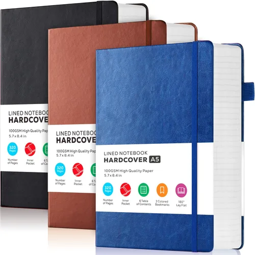 Miniatura 27 de FOCUS DAY Cuaderno de Cuero con Páginas Rayadas, 320 Páginas Cuaderno de Tapa Dura para Escribir y Tomar Notas para Mujeres y Hombres, B5