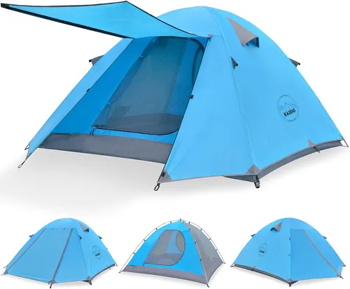 KAZOO Tienda de campaña impermeable para mochileros 2/3 personas tiendas de campaña ligeras 2/3 personas que caminan carpas marco de aluminio doble