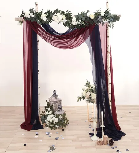 Miniatura 3 de 2 paneles de cortinas de arco de boda de 20 pies sin arrugas, tela drapeada, ligeramente brillante para decoración de ceremonia de boda, recepción