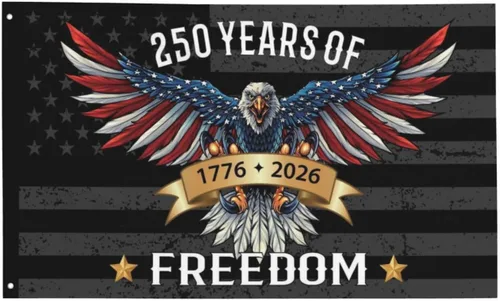Bandera de Estados Unidos de 250 años – 3 x 5 pies, banderas de 250 aniversario de Estados Unidos 1776-2026 – Bandera de Estados Unidos con ojales –