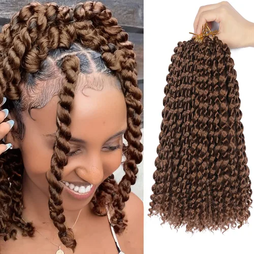 Miniatura 26 de Cabello Passion Twist de 30 pulgadas, cabello rubio de ondas de agua con ganchillo para mujeres, cabello rubio Passion Twist de ganchillo largo 27#