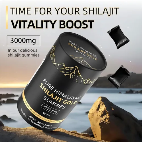 Miniatura 8 de Gomitas Shilajit del Himalaya de 3000 mg doradas para hombres y mujeres, orgánicas y naturales con más de 85 minerales esenciales y ácido fúlvico