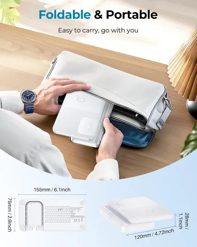 Miniatura 6 de EGV Cargador inalámbrico para Samsung - Estación de carga inalámbrica 3 en 1 para Galaxy S25 Ultra S24 S23, Z Fold Flip 7/6, cargador de reloj
