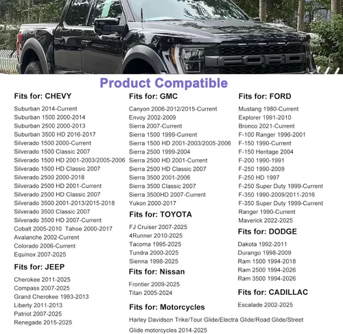 Miniatura 8 de Antena de camión para automóvil con tapas de válvula de neumáticos, bandera estadounidense, repuesto corto universal para GMC Sierra, Chevy, Negro