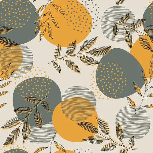 VEELIKE Papel tapiz geométrico bohemio gris naranja con diseño geométrico de hojas vintage para dormitorio, sala de estar, papel de pared Accet de