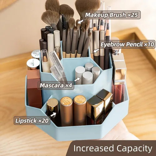 Miniatura 3 de Organizador Giratorio de 360° para Brochas de Maquillaje con 9 Ranuras, Organizadores de Maquillaje para Encimera, Organización de Maquillaje