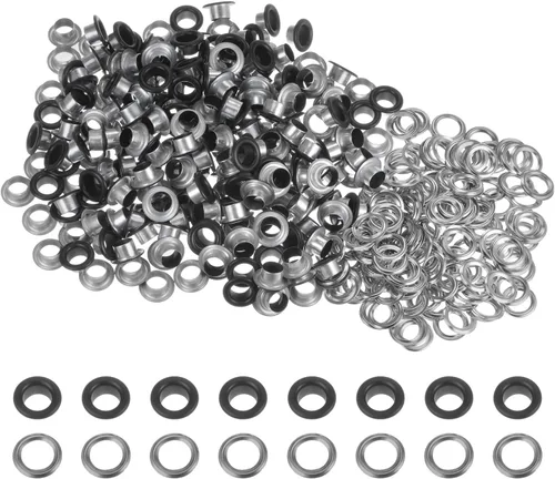 Miniatura 12 de HARFINGTON Juego de 200 ojales redondos de color de 0.394 pulgadas, ojales metálicos con arandelas para álbumes de recortes, zapatos, ropa, lona