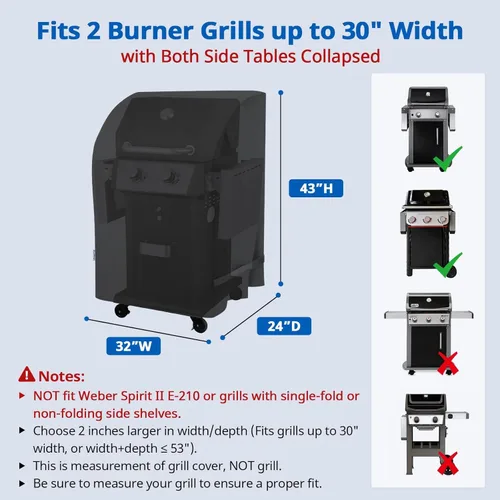 Miniatura 2 de SunPatio Cubierta para parrilla de gas de 2 quemadores de 32 pulgadas, resistente al agua, cubierta cuadrada pequeña para parrilla de barbacoa, se