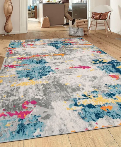 Miniatura 7 de Rugshop Sky Collection - Alfombra de área abstracta de transición, resistente a la decoloración, para entradas o uso de noche, 2 x 3 pies