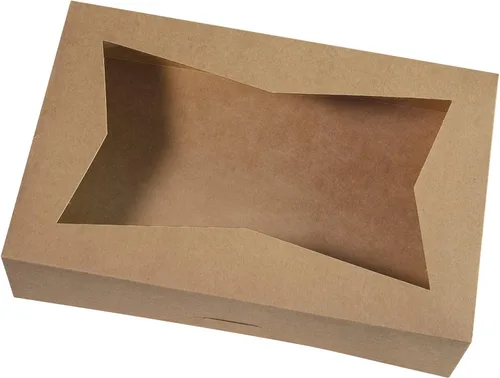 Miniatura 6 de Paquete de 15 cajas de pastelería marrón para panadería de 12 x 8 x 3 pulgadas, donas grandes, magdalenas, cajas de galletas con ventana de PVC