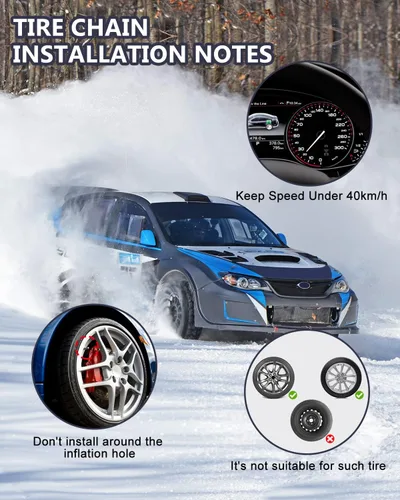 Miniatura 8 de SCITOO QG2228CAM Cadenas de nieve para automóviles, camionetas y SUV, cadena universal de tracción de emergencia para neumáticos, cadenas