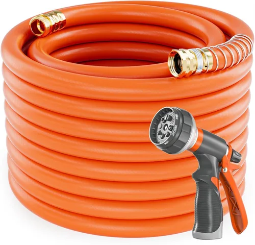 Miniatura 8 de SPECILITE Manguera de jardín de 50 pies x 5/8 pulgadas, manguera de agua resistente, flexible y ligera, explosión de 600 psi, manguera de goma 5/8