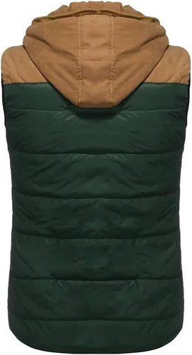 Miniatura 45 de WENKOMG1 Chaleco con capucha con doble cremallera para hombre, abrigo de color sólido, abrigo cálido y grueso, sin mangas, chaqueta suelta