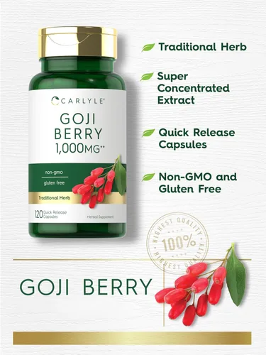 Miniatura 3 de Carlyle Goji Berry 120 cápsulas Extracto concentrado de la planta Wolfberry Sin OMG, sin gluten