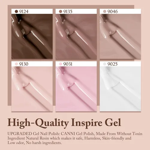 Miniatura 6 de CANNI Kit de esmalte de uñas de gel, 6 colores, rosa nude, 0.3 fl oz, tonos de piel, uñas francesas, marrón neutro, kit de uñas de gel para remojar