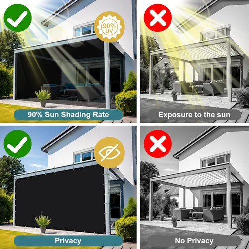 Miniatura 6 de Shade&Beyond - Tela de sombra con 90% de protección solar y ojales, toldo para pérgola, protector solar de lona de malla para patio, exteriores