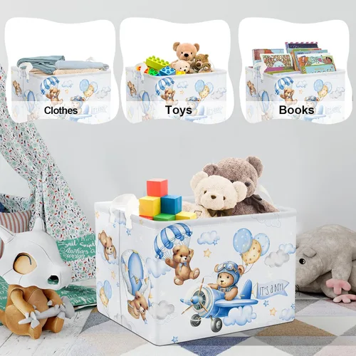 Miniatura 5 de Clastyle Cesta rectangular plegable de 36 l con asa para almacenamiento de ropa de juguete rectangular con asa para habitación de niños, guardería