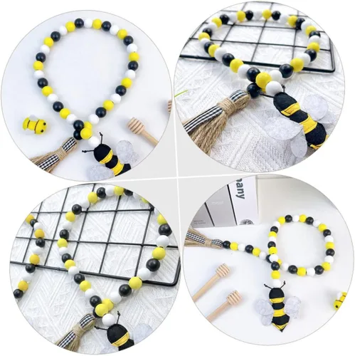 Miniatura 7 de Guirnalda de cuentas de colmena con temática de miel, cuentas de colmena, decoración del hogar, festival de abejas, decoración colgante, borla