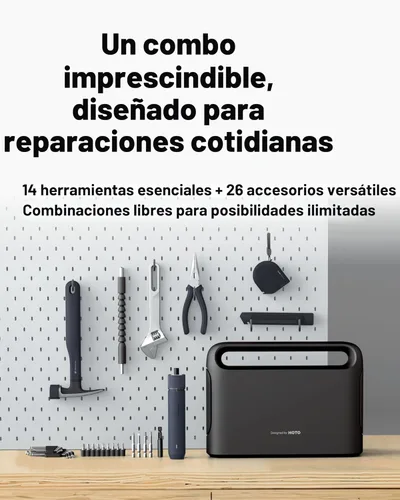 Miniatura 6 de HOTO 40-Piece Tool Kit, Household Essentials Tool Set w/Smart Electric Screwdriver (LED, 3 Torque) + 14 Tools & 26 Accessories Including Allen