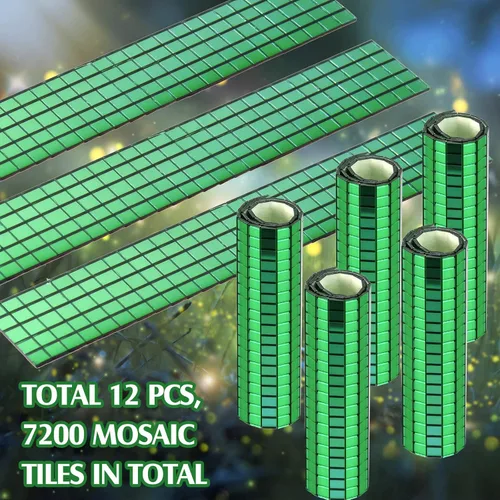 Miniatura 4 de Azulejos de mosaico autoadhesivos para proyectos de manualidades, 0.197 x 0.197 in (verde, 7200 piezas)