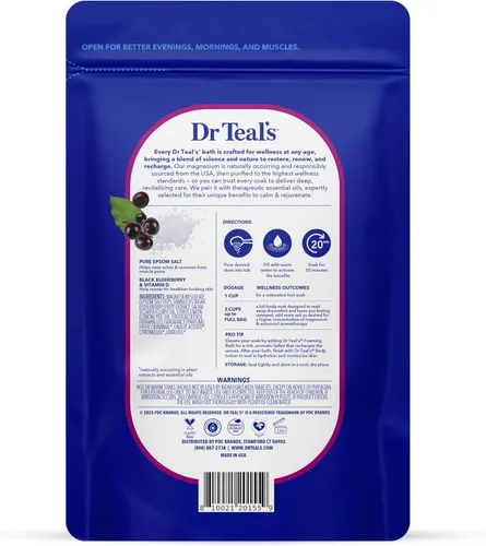 Miniatura 2 de Dr Teal's Remojo de sal con sal pura de Epsom, saúco, 3 libras