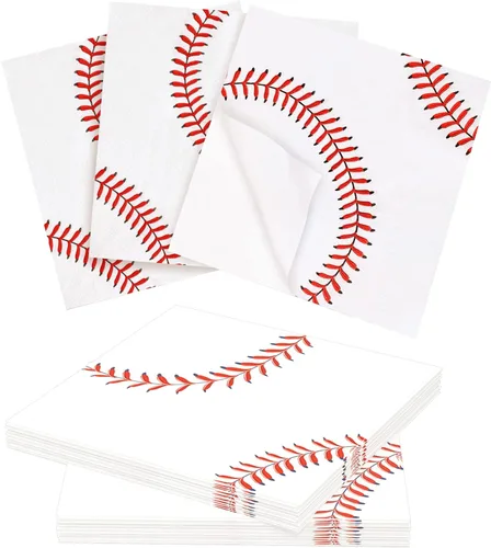 Miniatura 6 de 120 servilletas de béisbol de 6.5 pulgadas con patrón de béisbol con temática de béisbol para fiestas, fiestas deportivas, suministros de fiesta