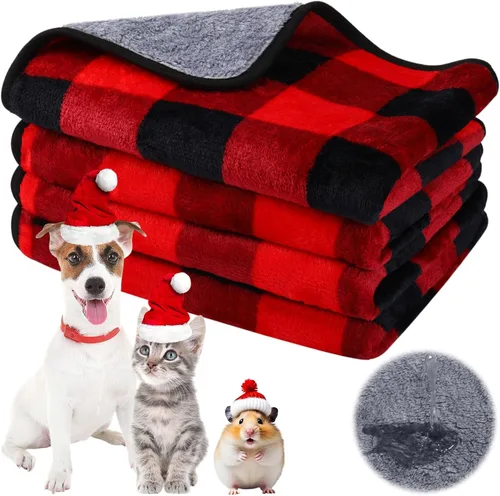 Miniatura 20 de Reginary 4 mantas impermeables de conejillo de indias, lavables, de forro polar para animales pequeños, absorbentes, para jaula de conejillo