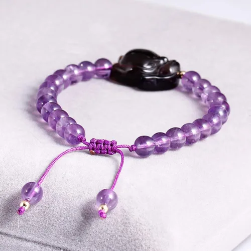 Miniatura 3 de Jeeless Amatista Pulsera Hielo Obsidiana Fox Energía Cristales de Sanación Ansiedad Mujeres Yoga Difusor Joyas de Piedras Preciosas