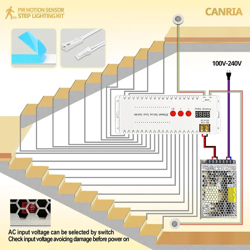 Miniatura 3 de PIR Sensor de movimiento LED Luces de escalera para interiores y exteriores Escalera Escalera Kit de iluminación con 3000K blanco cálido COB