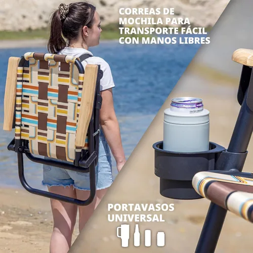 Miniatura 3 de GoSports WOVN - Silla de playa tipo mochila – 9 estilos disponibles – Silla de camping plegable de primera calidad drifter