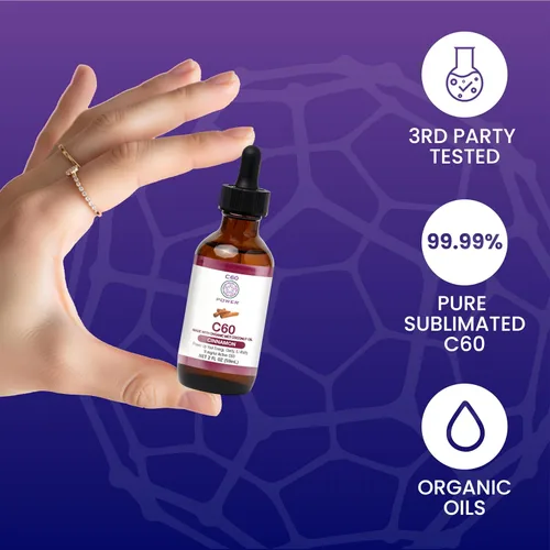Miniatura 2 de C60 Power C60 con sabor a canela en aceite de coco orgánico MCT, bienestar natural y apoyo antioxidante para hombres y mujeres, 99.99% C60 puro