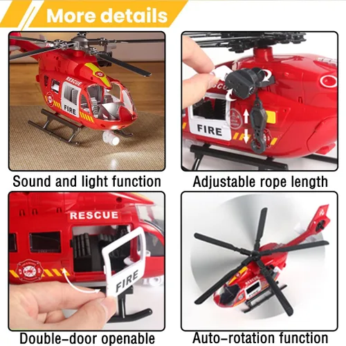 Miniatura 6 de Juguetes para niños de 3, 4, 5, 6, 7 años, juguete grande de helicóptero, juguete de grúa de policía con luces y sonidos, con cesta de carga