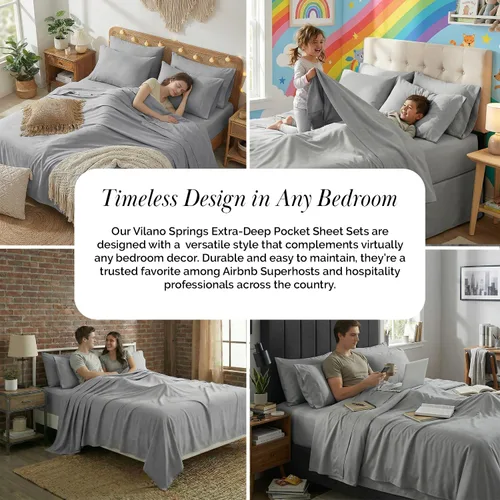 Miniatura 114 de Southshore Fine Living, Inc. Juego de 7 piezas de sábanas King divididas para cama ajustable, juego de sábanas King divididas con bolsillo de 21