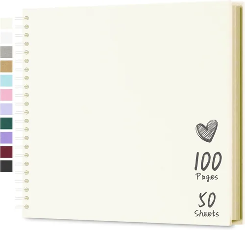 Miniatura 45 de Álbum de recortes de 7 x 7 pulgadas, álbum de recortes DIY de tapa dura de papel kraft, álbumes de fotos, 40 páginas, perfecto para fotos de 4 x 6