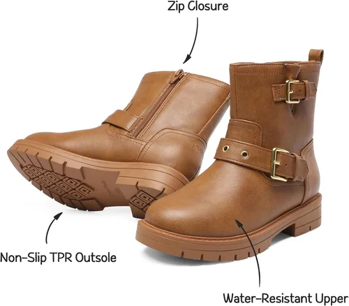 Miniatura 3 de DREAM PAIRS Botines impermeables con cremallera lateral para niñas pequeñas y grandes