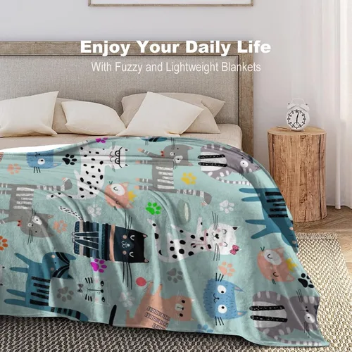 Miniatura 3 de Manta de franela súper suave con diseño de gato, acogedora y ligera para mujeres, niños y adultos, 50 x 40 pulgadas