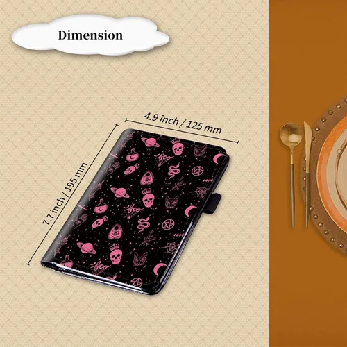 Miniatura 4 de Libros de servidor para camareras con bolsillo con cremallera – Libro de camarera gótico pastel con calavera de bruja, organizador de dinero