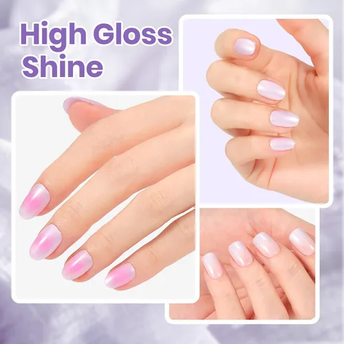 Miniatura 5 de Beetles - Esmalte de uñas morado – Violeta nublado de 0.51 onzas líquidas, esmalte de uñas morado pastel con purpurina de secado rápido para uñas