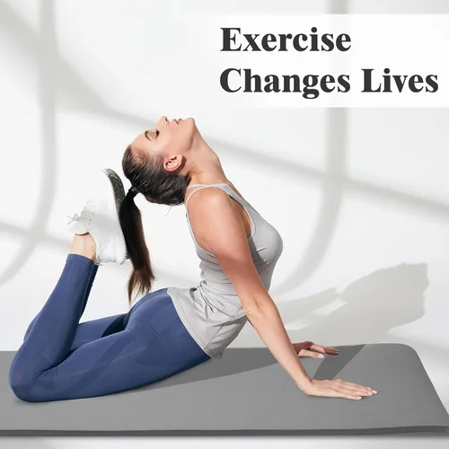 Miniatura 6 de BalanceFrom Tapete de Yoga de 1 Pulgada Extra Grueso Tapete de Ejercicio de Alta Densidad con Superficie Antideslizante y Correa de Transporte